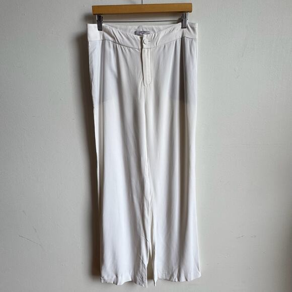 Lanvin Pants - LANVIN PARIS White Crepe Wide-leg Pants